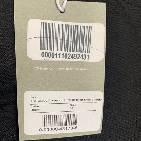 NWT Everlane The Curvy Authentic Stretch High Rise Skinny Jean in Black - Picture 12 of 13